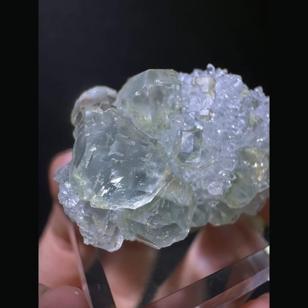 Iridescent Fluorite with Sugar Quartz Fujian 3.2 cm — alternate view