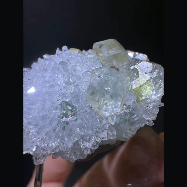 Iridescent Fluorite with Sugar Quartz Fujian 3.2 cm — alternate view