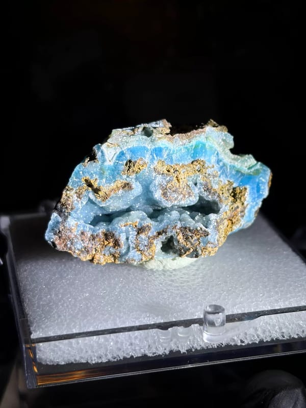 Blue-Green Botryoidal Hemimorphite — Yunnan — display view of the exact specimen