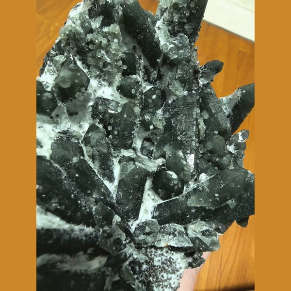 Palm-sized green quartz cluster — alternate view