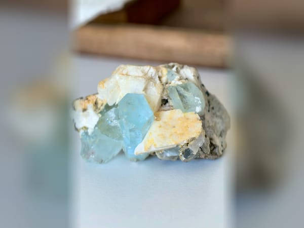 Pakistan Aquamarine with Golden Mica, Feldspar and Tourmaline 109.6 g Specimen — complete view