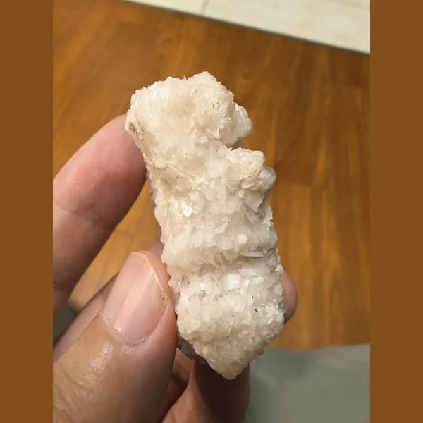 Pink floater calcite flower cluster — alternate view