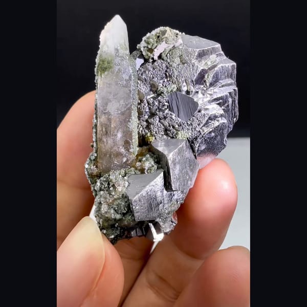 Quartz with Arsenopyrite and Chlorite Yaogangxian 3.9 cm — complete view