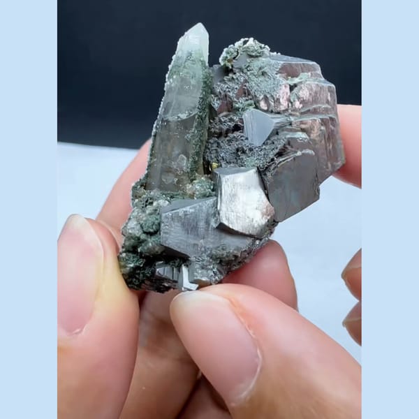 Quartz with Arsenopyrite and Chlorite Yaogangxian 3.9 cm — detail view