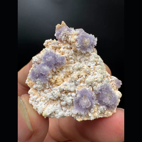 Purple creedite flower clusters on matrix from Guizhou — complete view