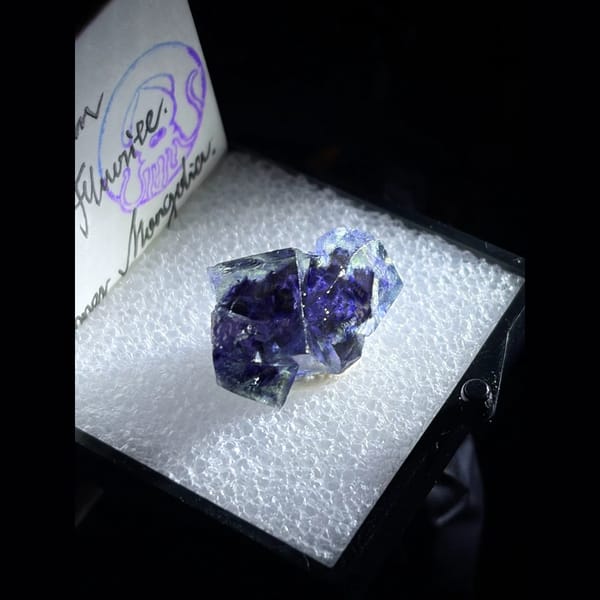 Deep violet-blue phantom fluorite from Yindu — alternate view