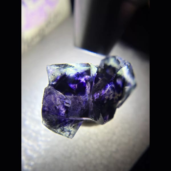 Deep violet-blue phantom fluorite from Yindu — detail view