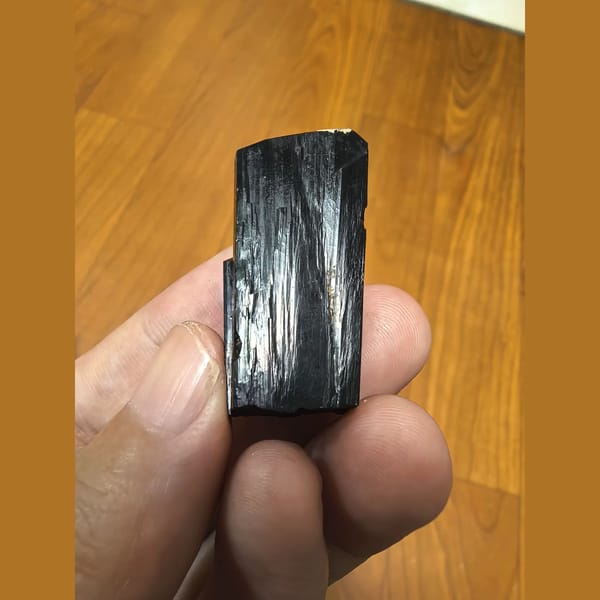 Lustrous black ilvaite crystal — detail view