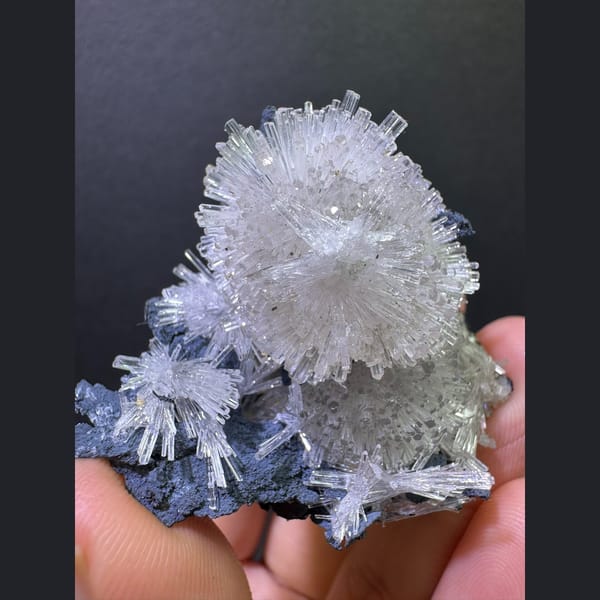 Large radiating white zeolite flower ball from Zhejiang — complete view