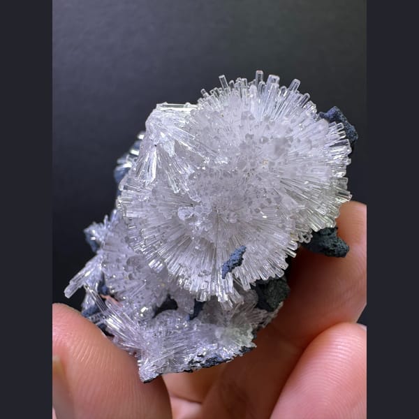 Large radiating white zeolite flower ball from Zhejiang — alternate view