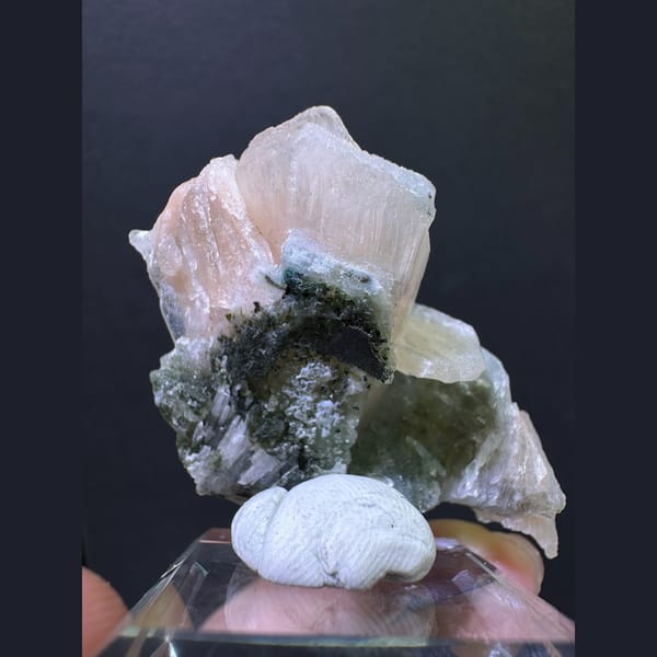 Blue chalcedony with zeolite crystals from India — detail view