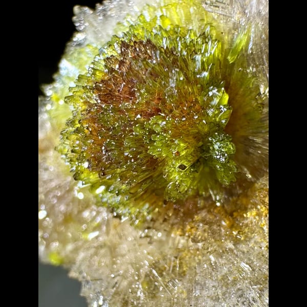 Creedite Flower with Carlhintzeite Center Qinglong 3.0 cm — detail view