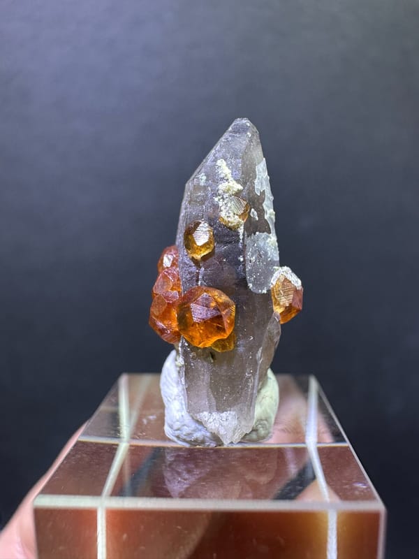 Orange Garnet on Quartz from Gongcheng, Guangxi — complete view 1 of the exact specimen