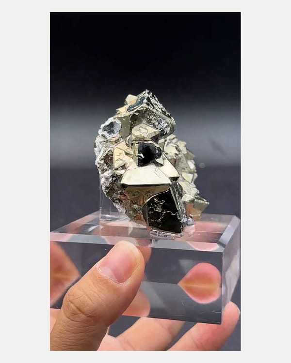 Complete right oblique view of pyrite with marmatite and calcite
