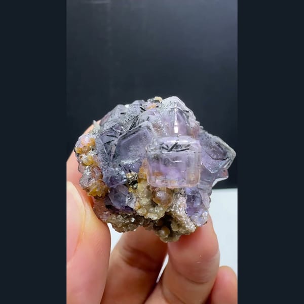 Fluorite with Wolframite and Mica Yaogangxian 3.1 cm — alternate view