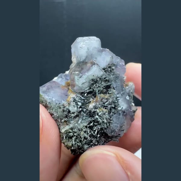 Fluorite with Wolframite and Mica Yaogangxian 3.1 cm — alternate view