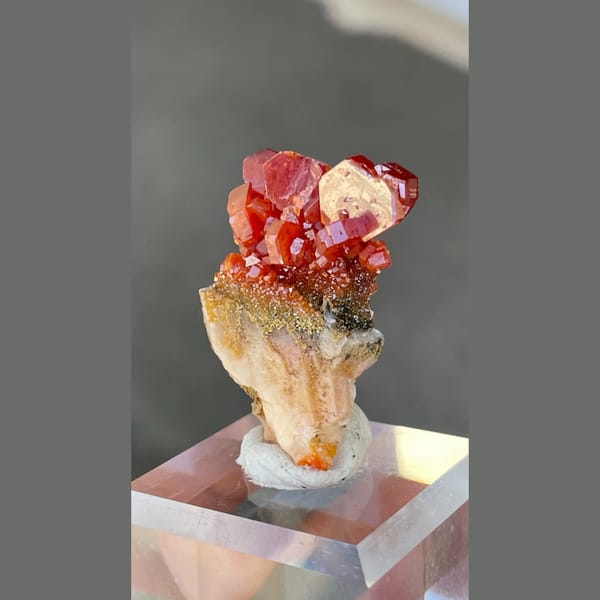 Bright red vanadinite cluster from Morocco — alternate view