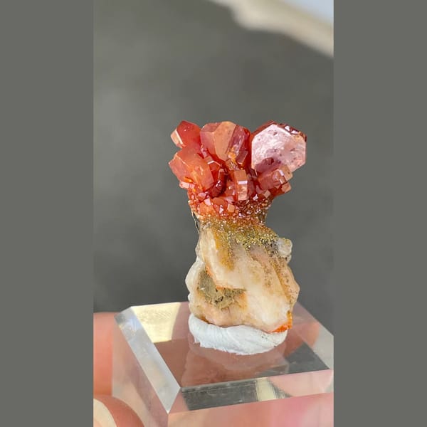 Bright red vanadinite cluster from Morocco — alternate view