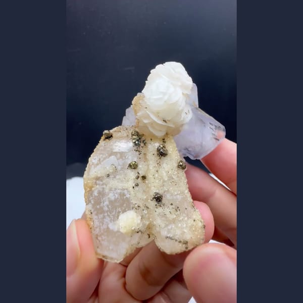 Quartz with Fluorite and Calcite Yaogangxian 6.7 cm — complete view