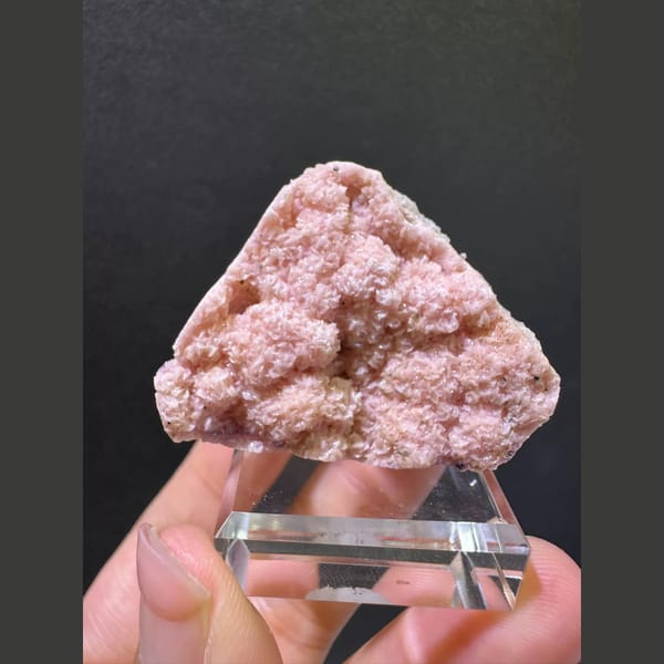 Pink rhodochrosite flower ball crystals from Bulgaria — complete view