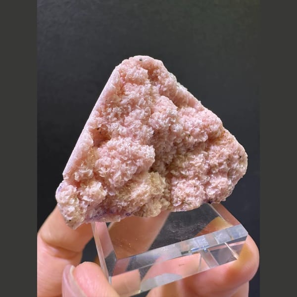 Pink rhodochrosite flower ball crystals from Bulgaria — alternate view