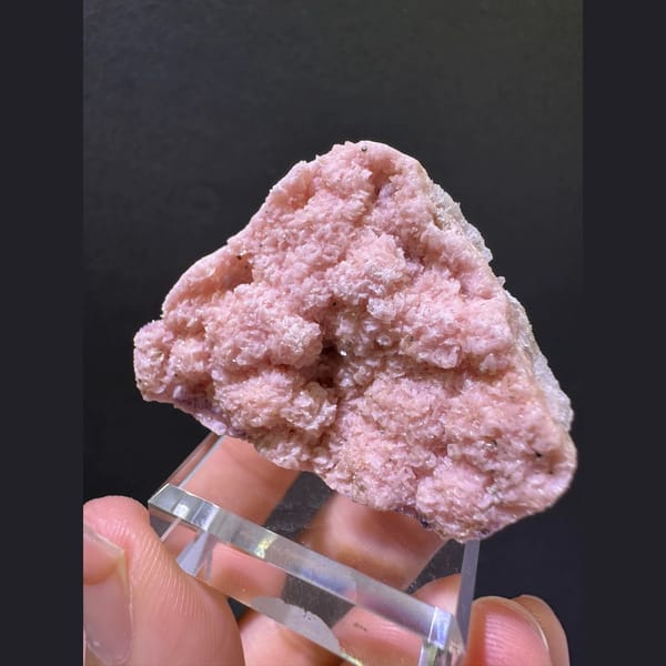 Pink rhodochrosite flower ball crystals from Bulgaria — alternate view