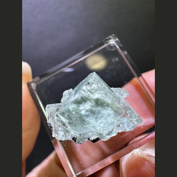 Mint-green fluorite from Xianghualing, Hunan — detail view