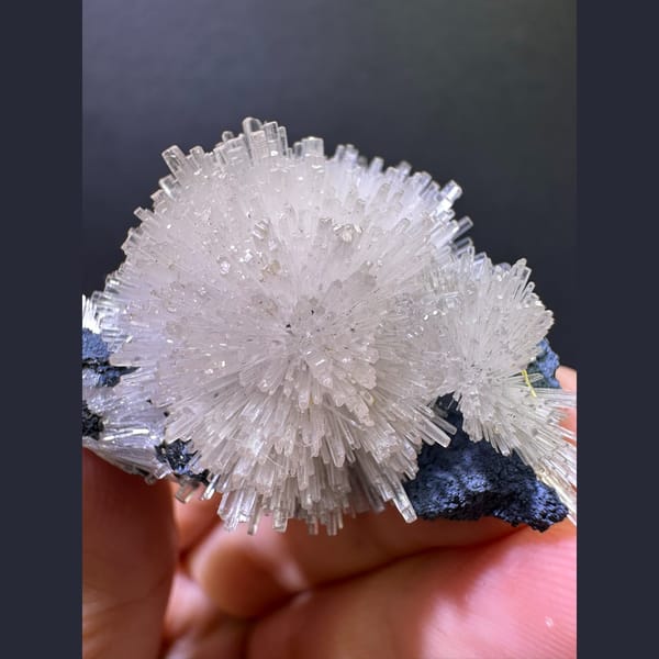 Radiating white zeolite flower ball from Zhejiang — alternate view