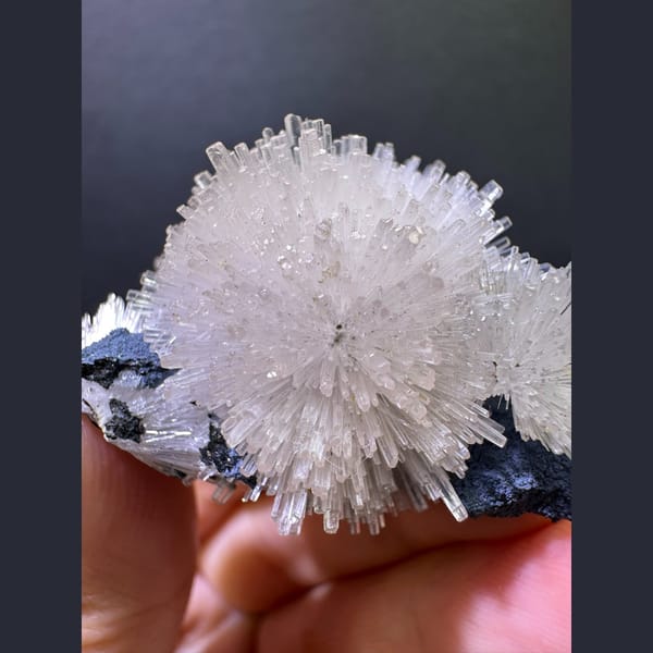 Radiating white zeolite flower ball from Zhejiang — alternate view