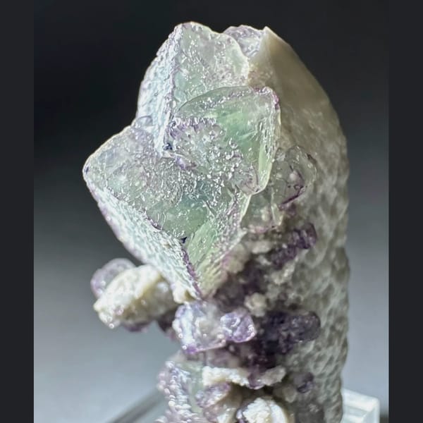 Candle Quartz with Purple-Green Fluorite Inner Mongolia 8.0 cm — alternate view