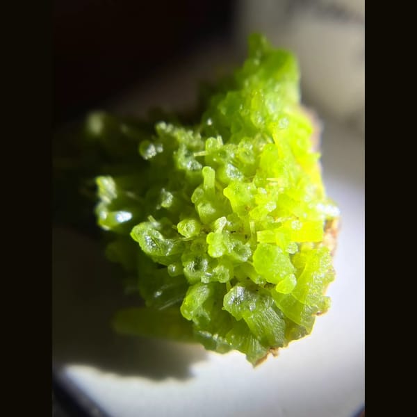 Apple green pyromorphite crystal cluster from Guilin — alternate view