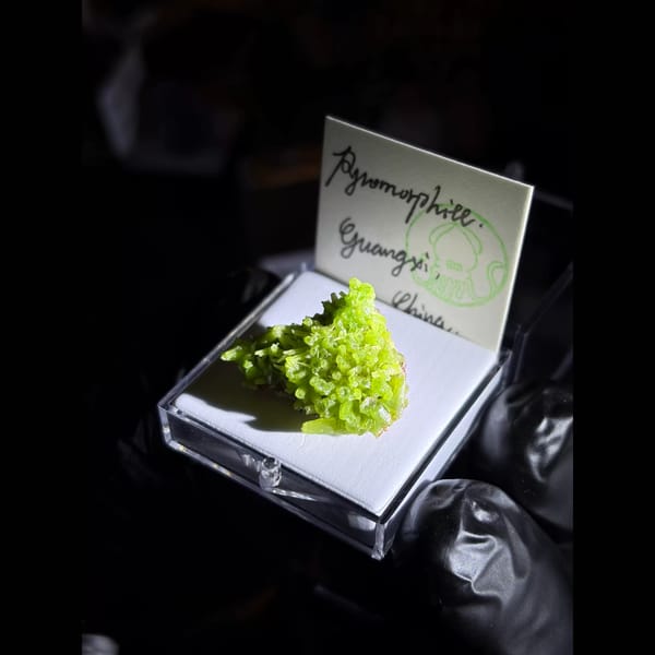 Apple green pyromorphite crystal cluster from Guilin — detail view