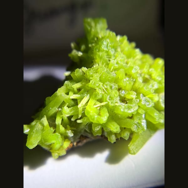 Apple green pyromorphite crystal cluster from Guilin — detail view