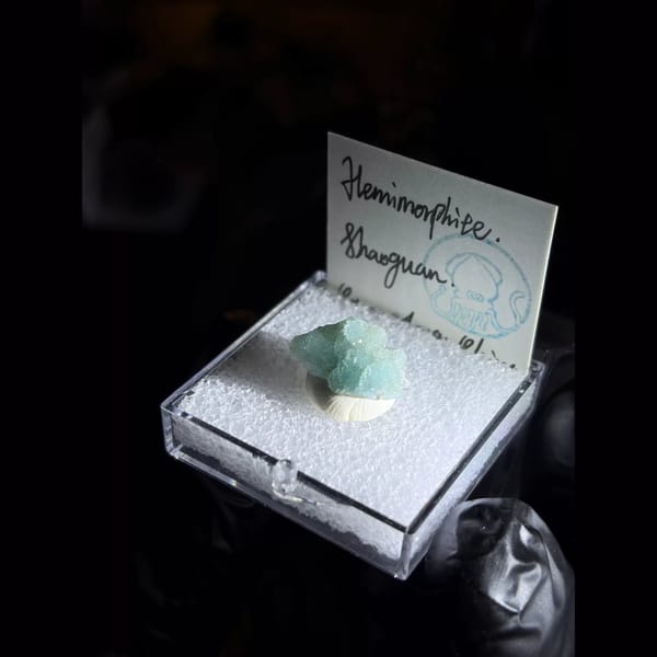 Ice blue botryoidal hemimorphite from Guangdong — alternate view