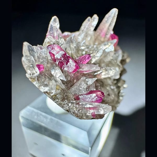 Roselite on Calcite Morocco 4.5 cm — alternate view