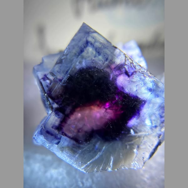 Clear fluorite with purple phantom and blue rim from Inner Mongolia — alternate view