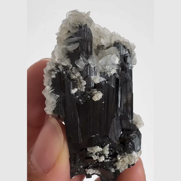 Wolframite with Petal Calcite Yaogangxian 5.2 cm — alternate view
