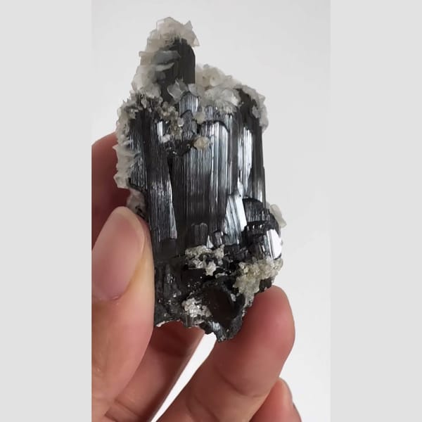 Wolframite with Petal Calcite Yaogangxian 5.2 cm — alternate view