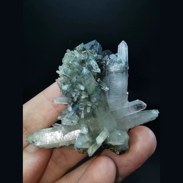 Quartz Cluster with Black Garnet, 60 mm