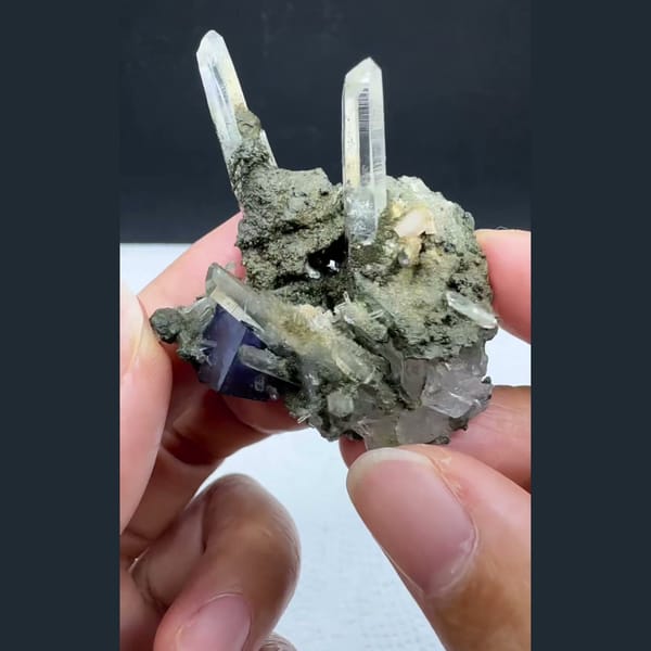 Quartz with Fluorite and Chlorite Yaogangxian 3.6 cm — alternate view