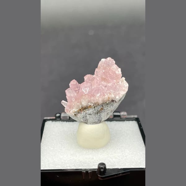 Rosy pink cobaltoan calcite on matrix from Morocco — complete view