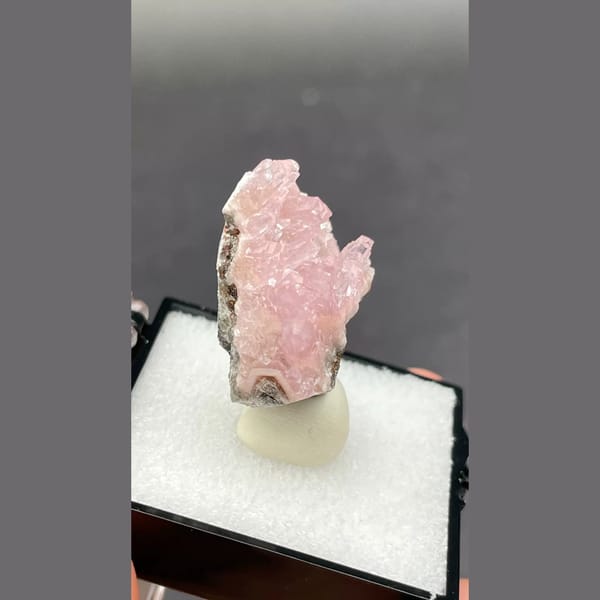 Rosy pink cobaltoan calcite on matrix from Morocco — alternate view