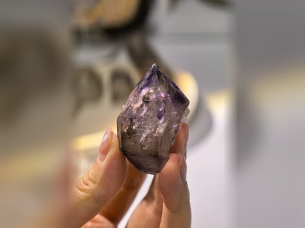 Madagascar Purple Skeletal Quartz with Mica 42 g, Silver Mountain Inclusion Specimen — complete view
