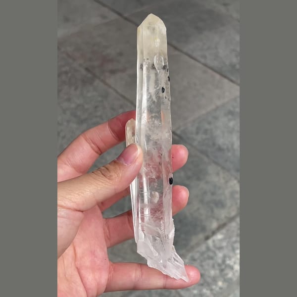 Quartz with specular hematite from Inner Mongolia — alternate view