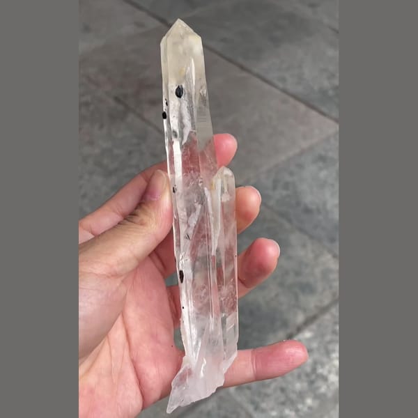 Quartz with specular hematite from Inner Mongolia — alternate view