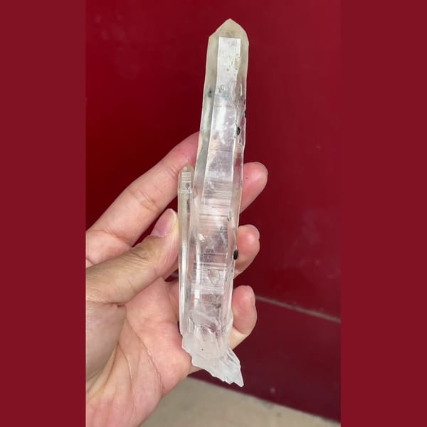 Quartz with specular hematite from Inner Mongolia — detail view