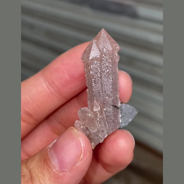 Large-head quartz with specular hematite from Inner Mongolia — alternate view