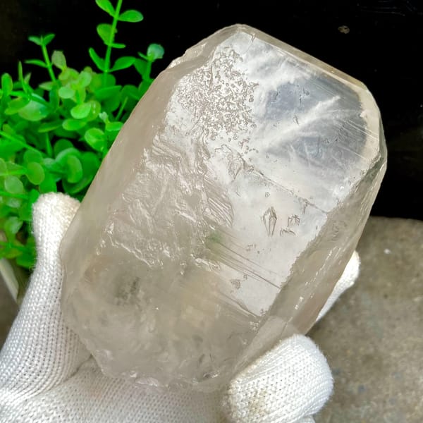 Large chunky clear quartz crystal — detail view