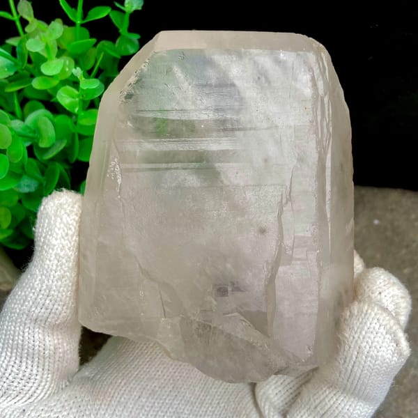 Large chunky clear quartz crystal — detail view