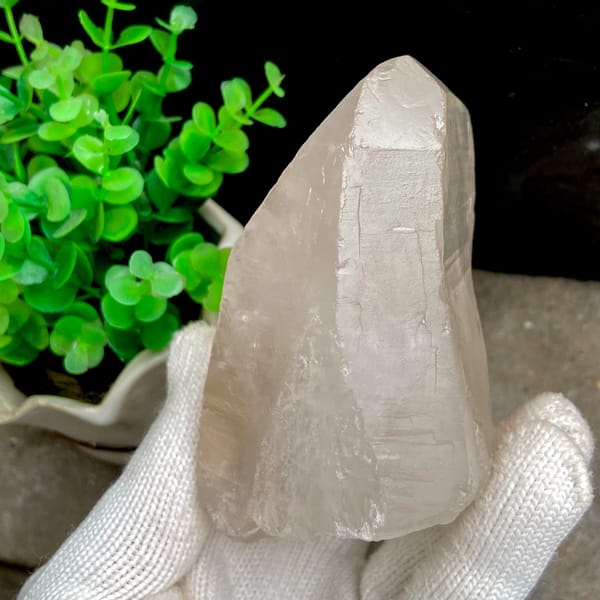 Large chunky clear quartz crystal — detail view